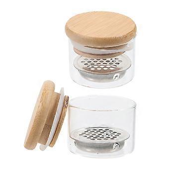 Transparent Glass Nail Cup for Storage Use 2Pcs Nail Art Manicure Accessories