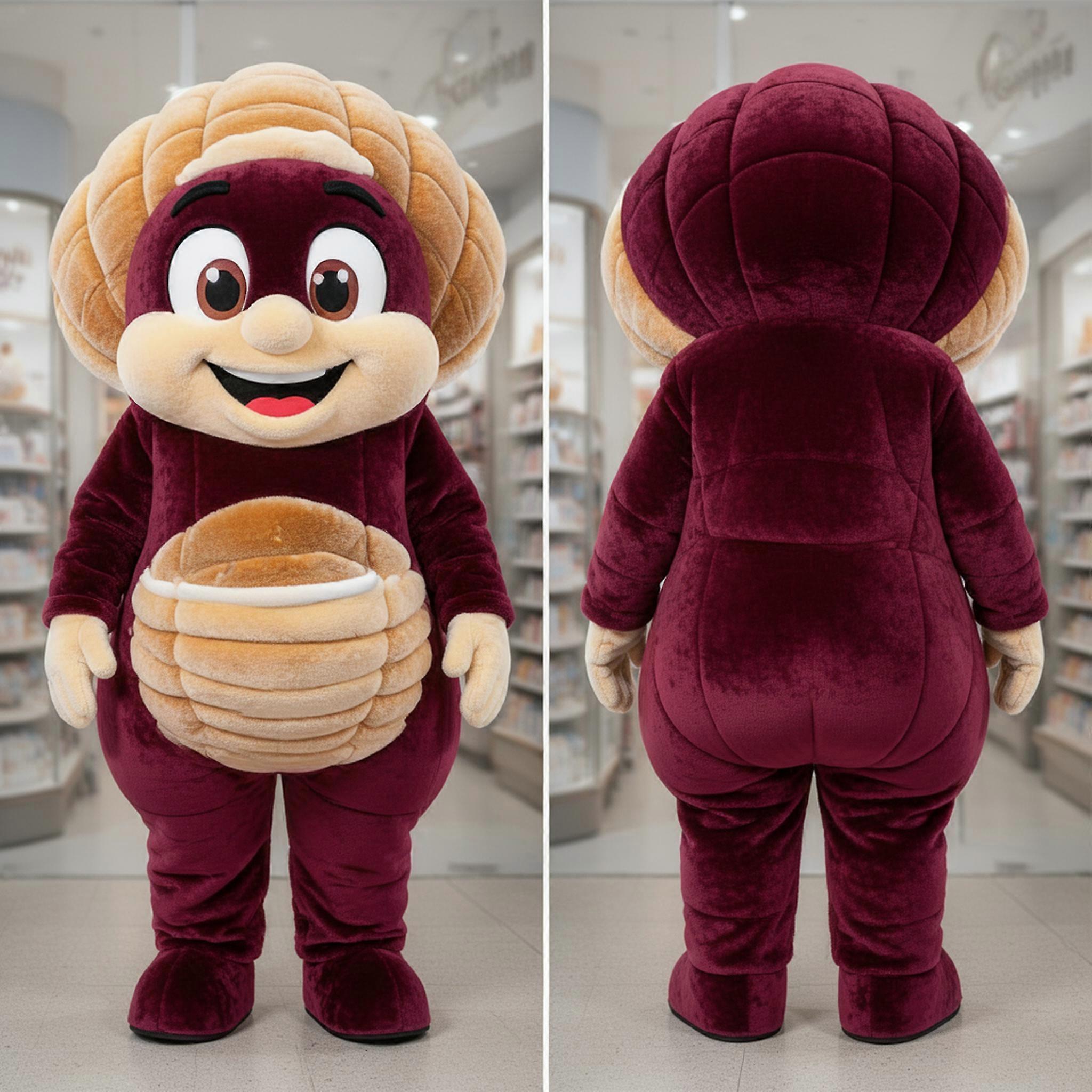MASTICOT Maroon Plush Shelled Clam Chowder Mascot