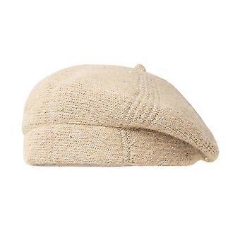 Knitted Beret for Women, Fleece Lined Winter Hat, Warm Painter Cap for Cold Weather