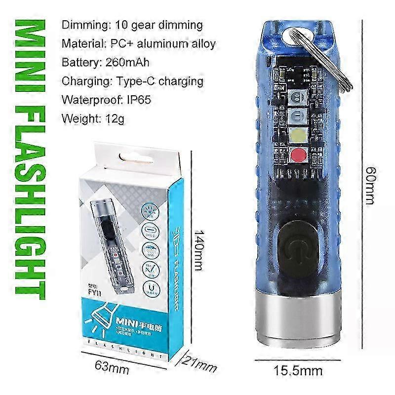 Type C Rechargeable LED Mini Keychain Flashlight Magnetic Waterproof Camping