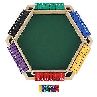 6 Player 6 Color Sided Wooden Tabletop Shut The Box Dice Game With 12 Dice.C8