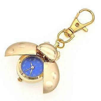 New Ladybug Watches Beetle Watch women men kids pocket watch students quartz clock key chains pocket watch necklace watches gold [MI]