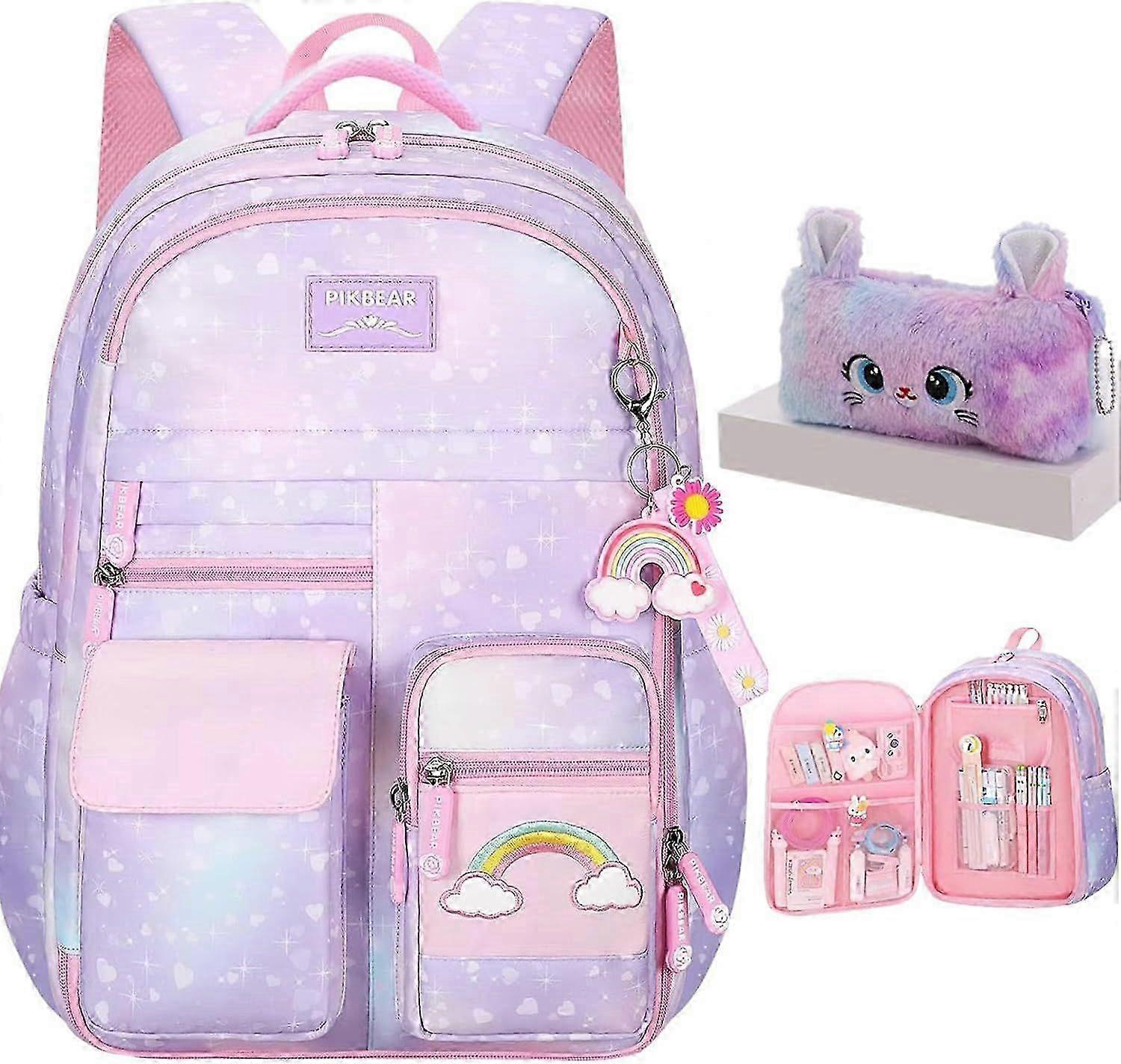 Breathable Rainbow Backpack for Girls