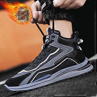 Warme Herren-Sportschuhe mit hohem Schaft, Winterschuhe mit dicker Sohle und Kontrastnähten