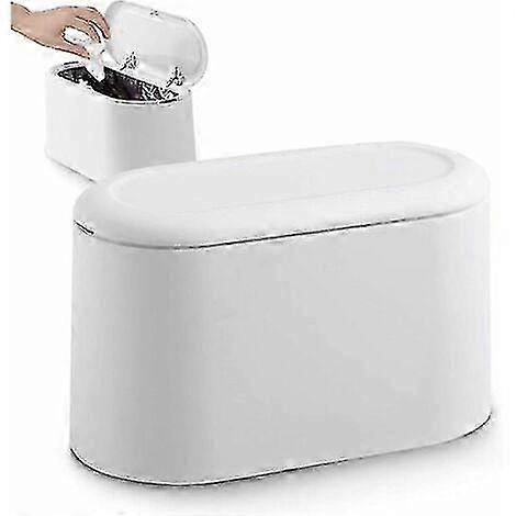 White Push Lid Table Top Bin