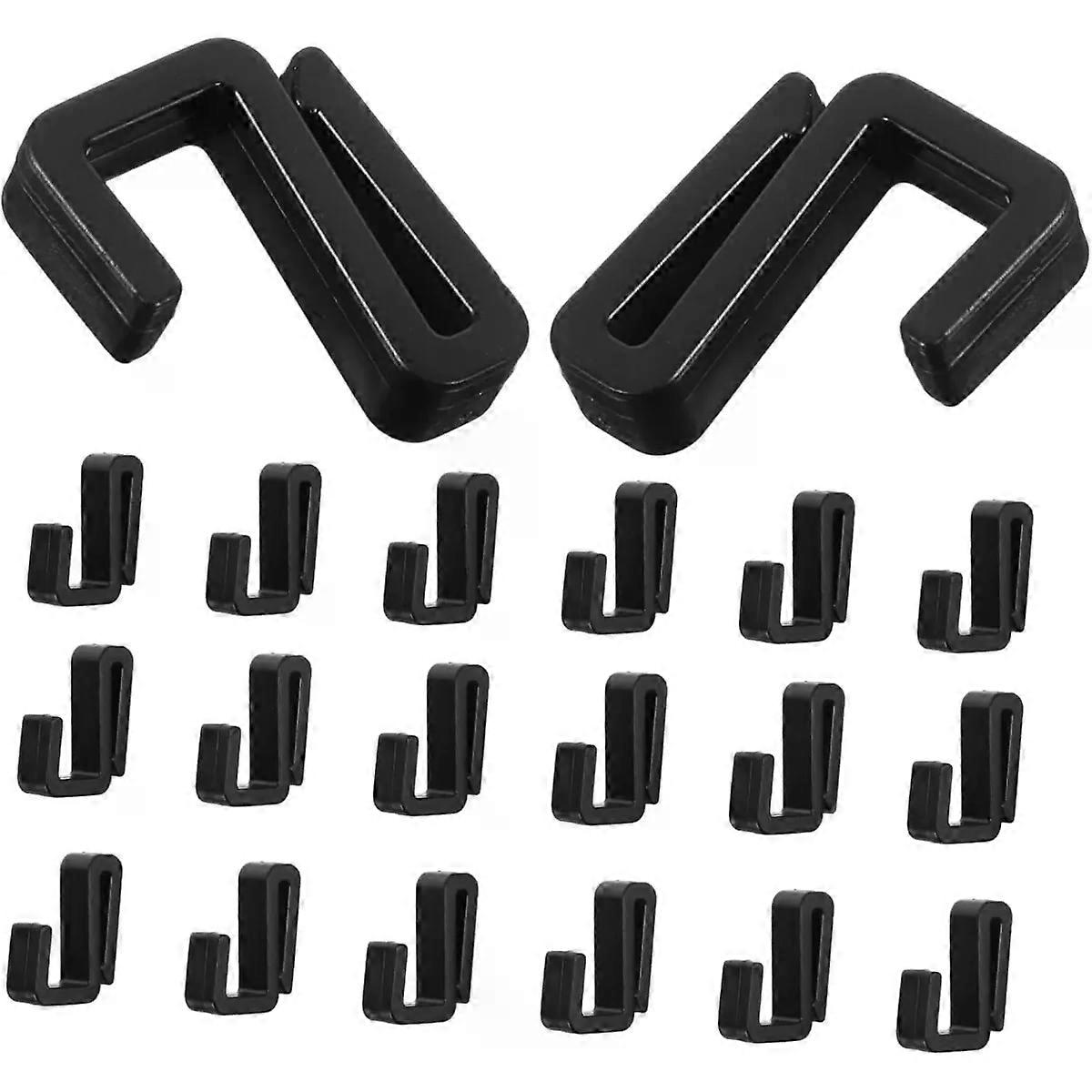 Black Plastic S Hooks 20pcs for Pipes, Space Saving
