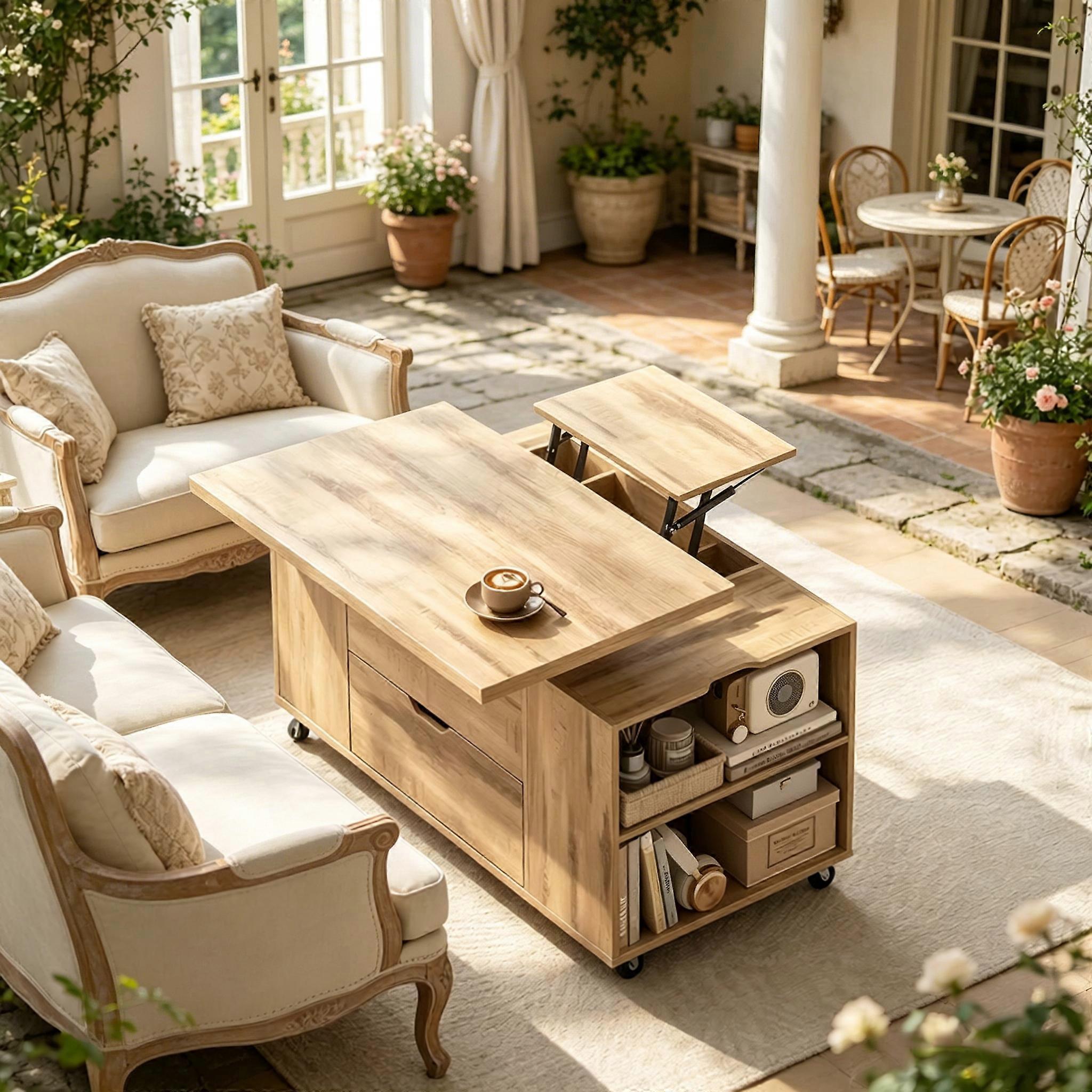 Side table, mobile coffee table, small dining table, lift-top living room table with lockable casters, study table (only with 1 study table)