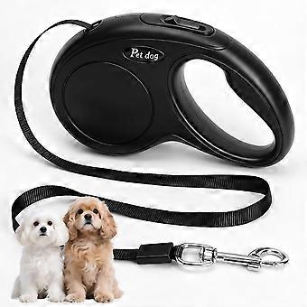 Coleira retrátil para cães, 5 metros, cor preta, para cães de grande porte.