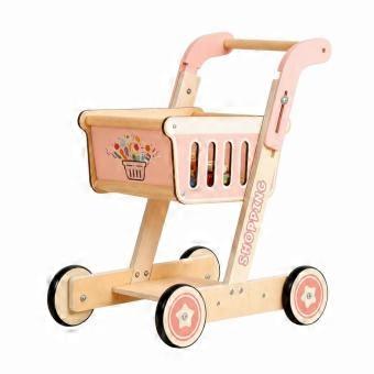 Wooden Shopping Cart Safe Toy Shopping Cart Quality for Playroom, Nursery
