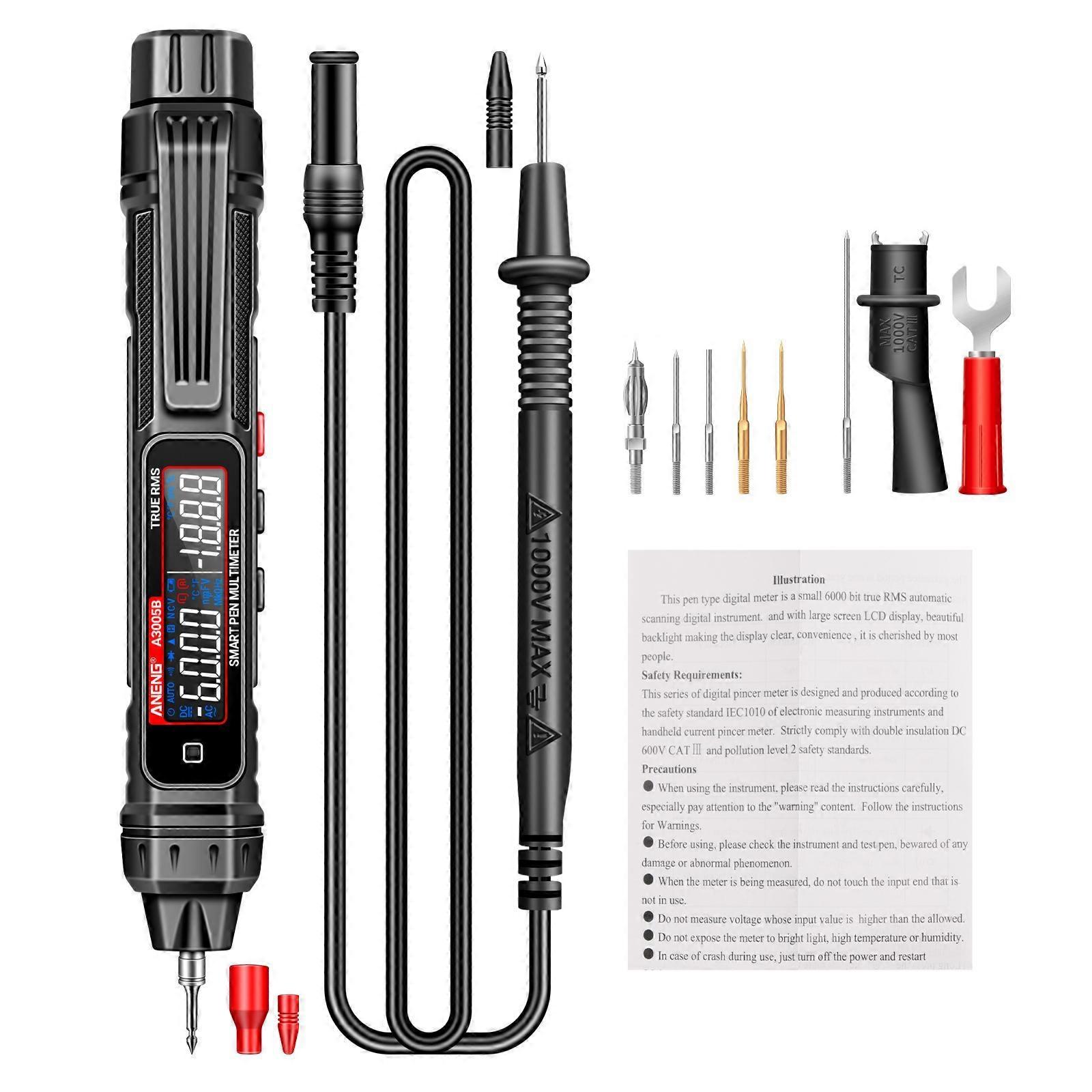 ANENG A3005AB Digital Intelligent Professional Multimeter Sensor Pen Phase Sequence Tester AC