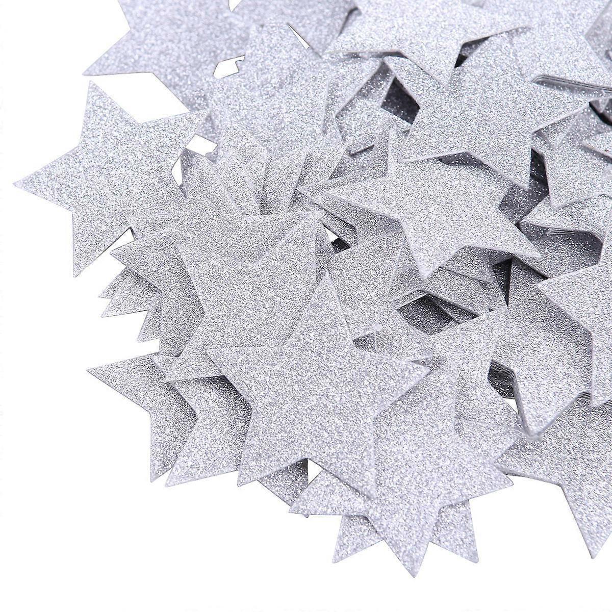 Five-Pointed Star Paper Confetti Silver compatible with Table Decoration 100Pcs