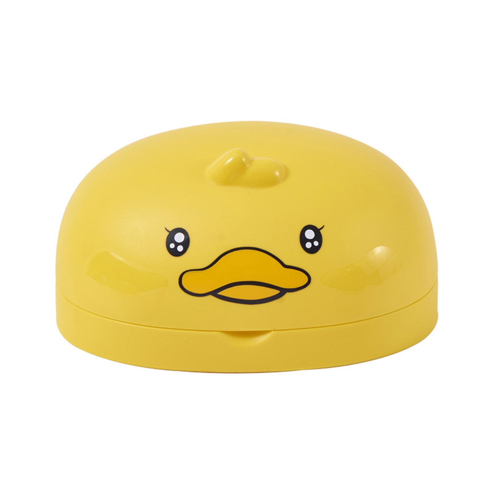Yellow Duck Soap Holder Pp Double Layers With Detachable Slotted & Lids Punch-free Drain Soap Dishes