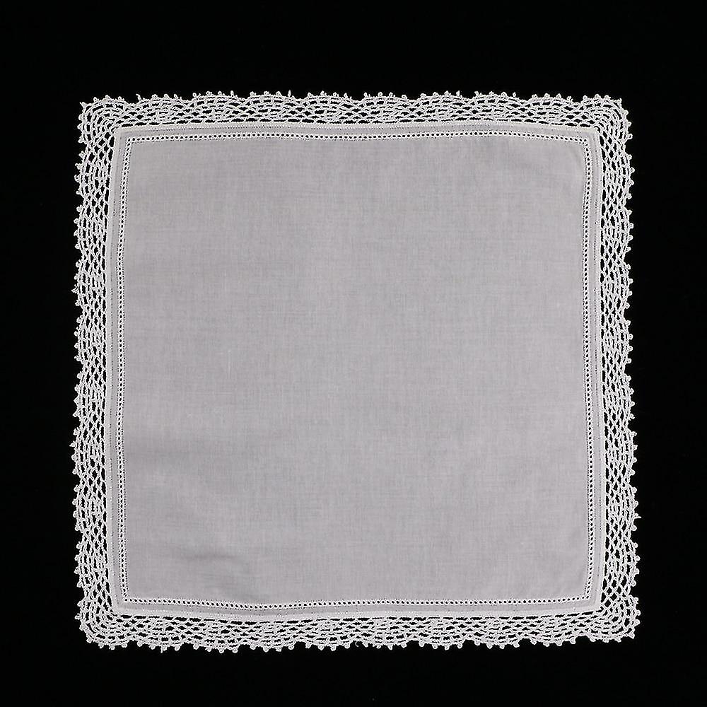 Pañuelos de encaje de algodón premium blanco Crochet Hankies