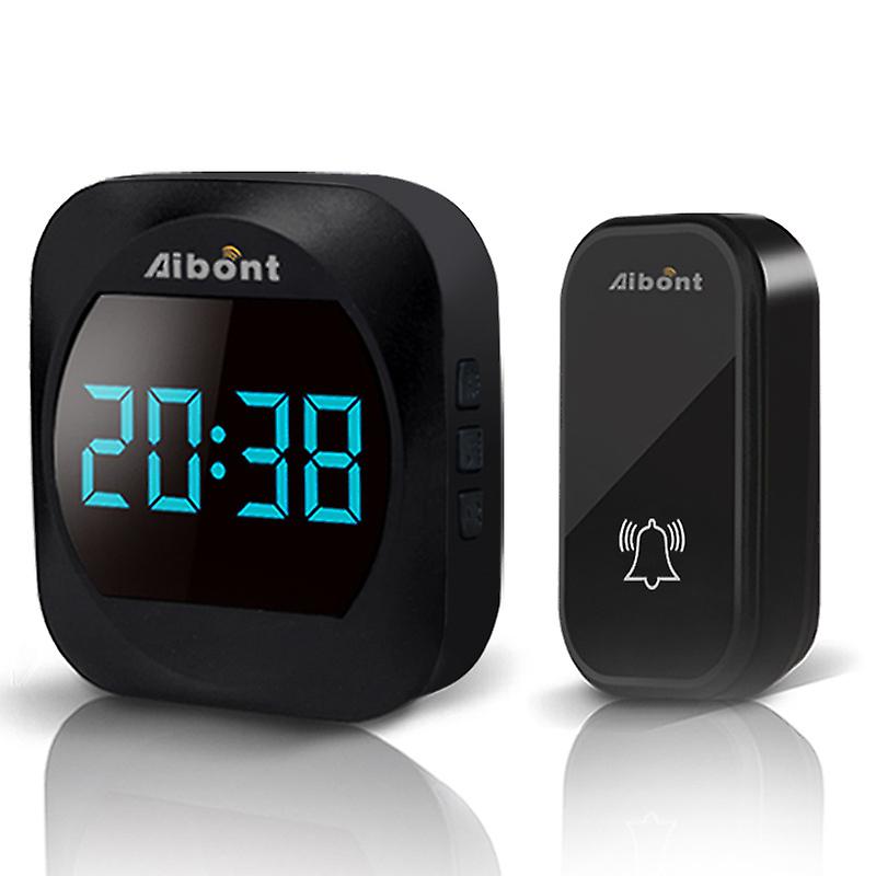 Wireless Doorbell with LED Temperature, Waterproof Door Bell Electronic Chime Kit