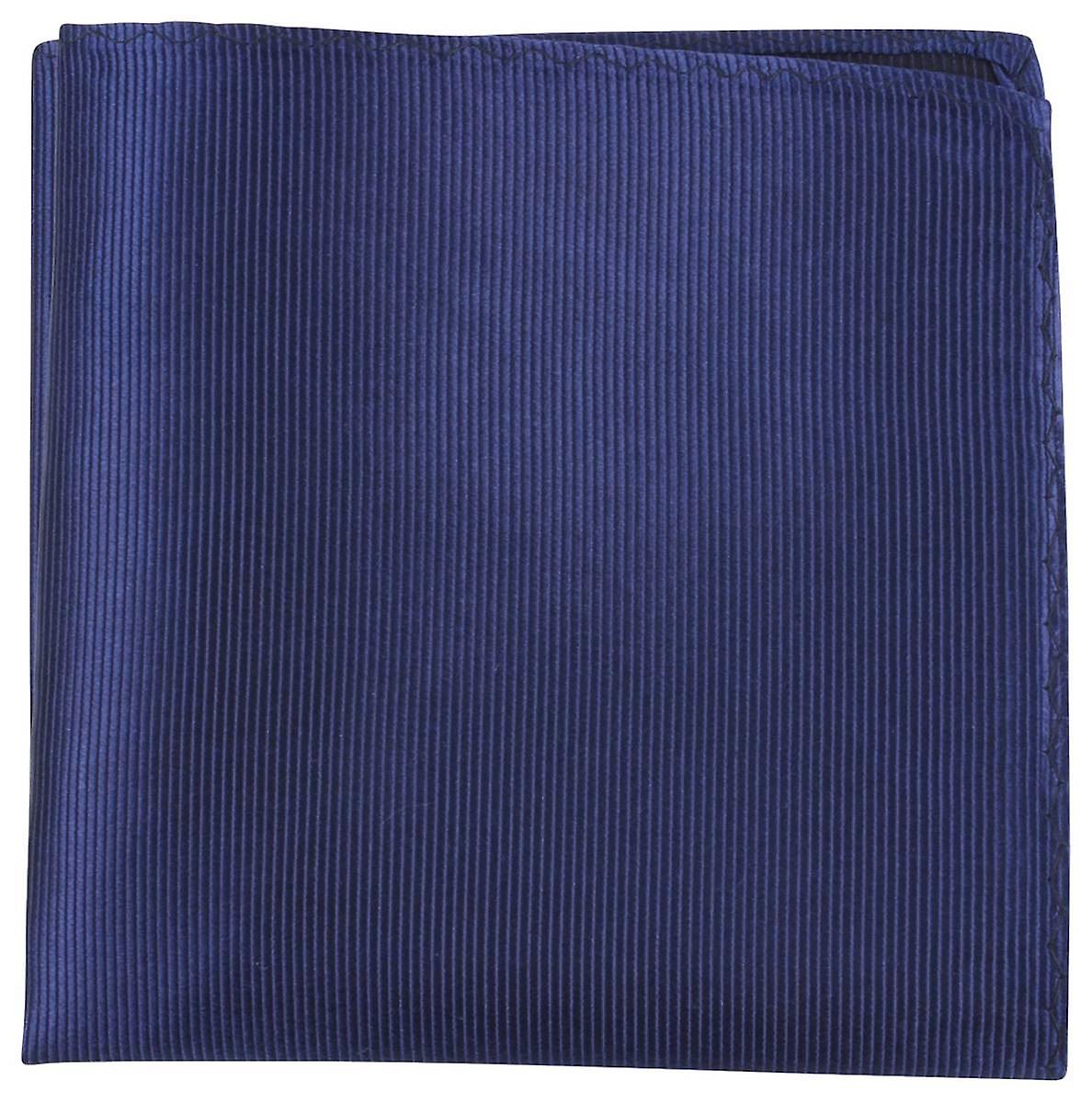 Knightsbridge Neckwear Ribbed Silk Pocket Square - Navy