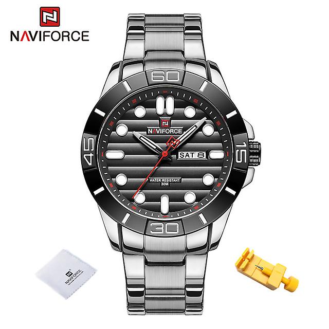 Naviforce המותג העליון שעון יוקרה אופנה מזדמנים קוורץ שעון יד מלא פלדה עמיד למים שעון גברים זכר