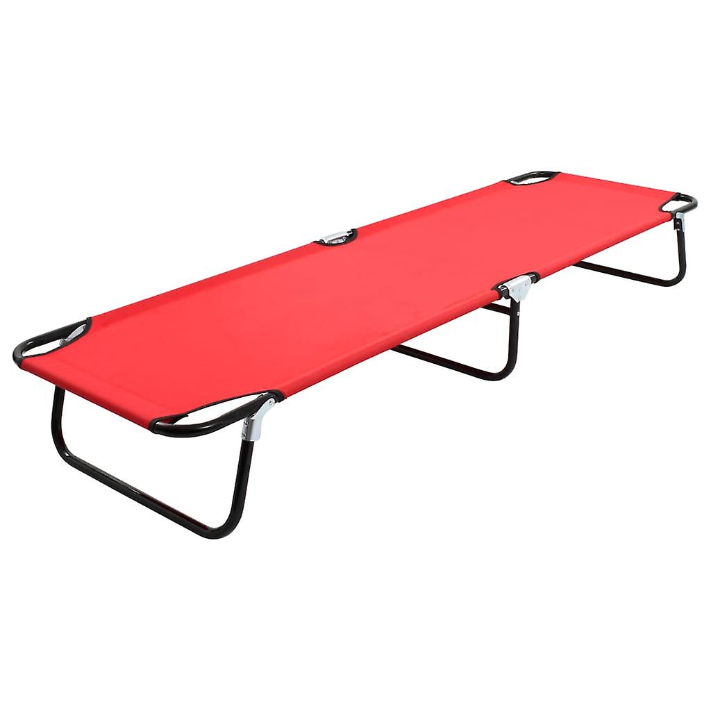 Folding lounger red steel