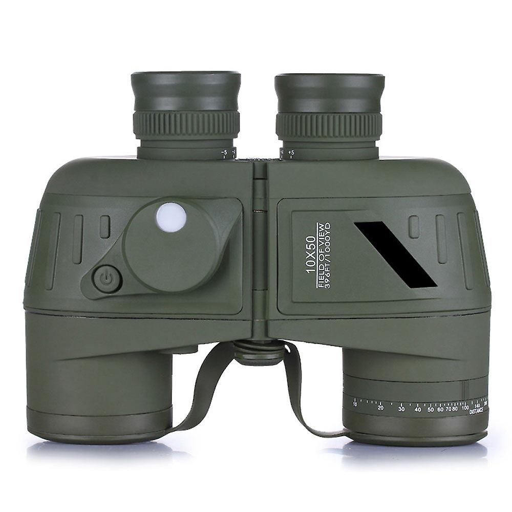 Hd 10x50 Telescope High Power Binoculars With Rangefinder Compass For Hunting Boating Bird Watching Nitrogen Floating Waterproof