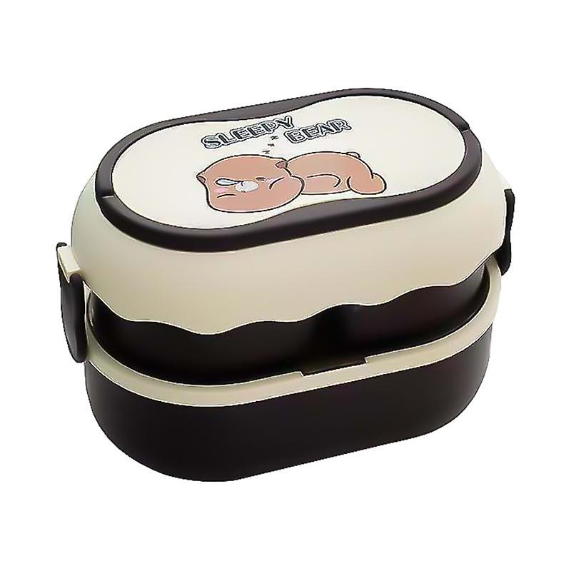 1 Set 1600ML Lunch Box Double Layers Microwaveable PP Retro Cute Rabbit Shape Bento Box for Picnic