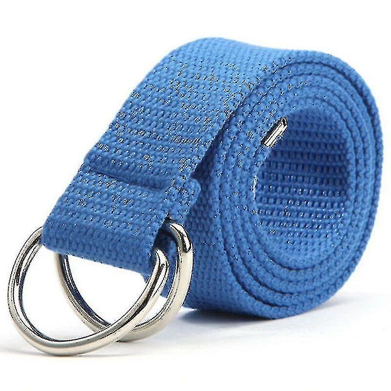 Dame Herre Canvas Jeans Solid Bælter Webbing Dobbelt D Ring Spænder Linning x