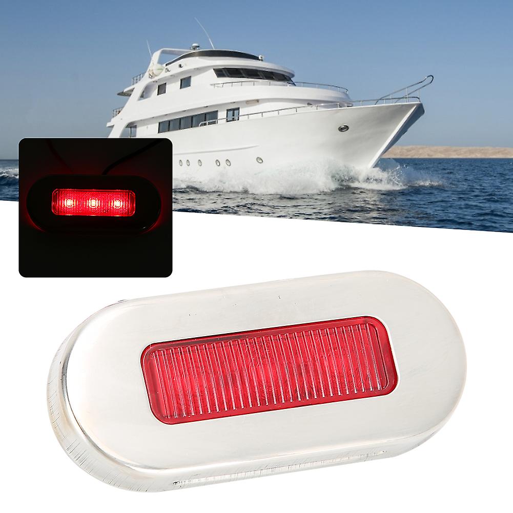 12V Stainless Steel Marine LED Signal Light - Waterproof Navigation Indicator for Boats and Yachts (Red)