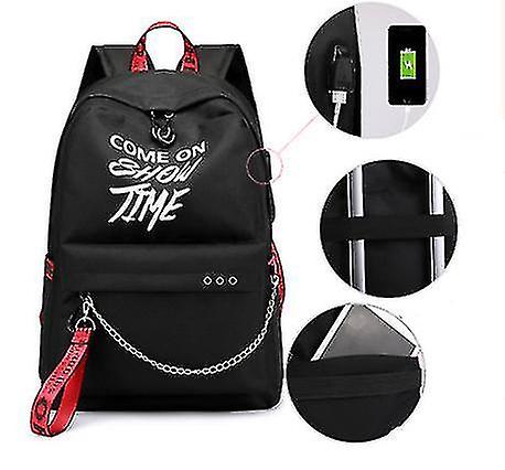 バックパック小学校充電式カジュアルバックパックUSBレッドリボン