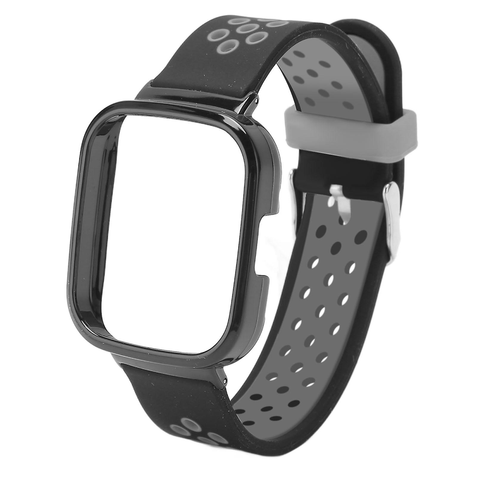 2 in 1 Watch Replacement Band for Redmi Watch 3 Quick Release Soft Silicone Sweat Proof Smartwatch Wristband Black Gray