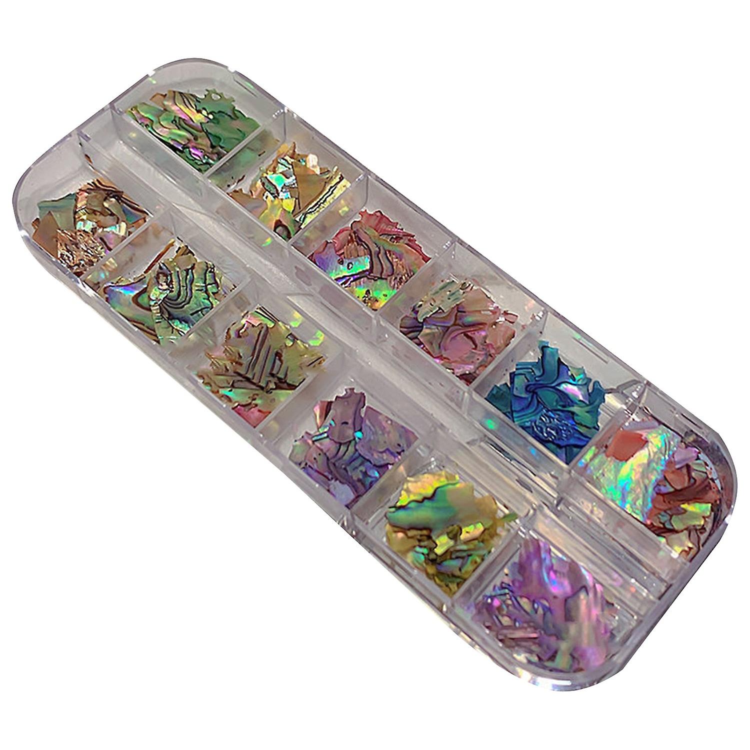 Nail Ornament 12 Grids Irregular Shape Long Lasting Removable Easy Paste DIY Multipurpose 3D Nail