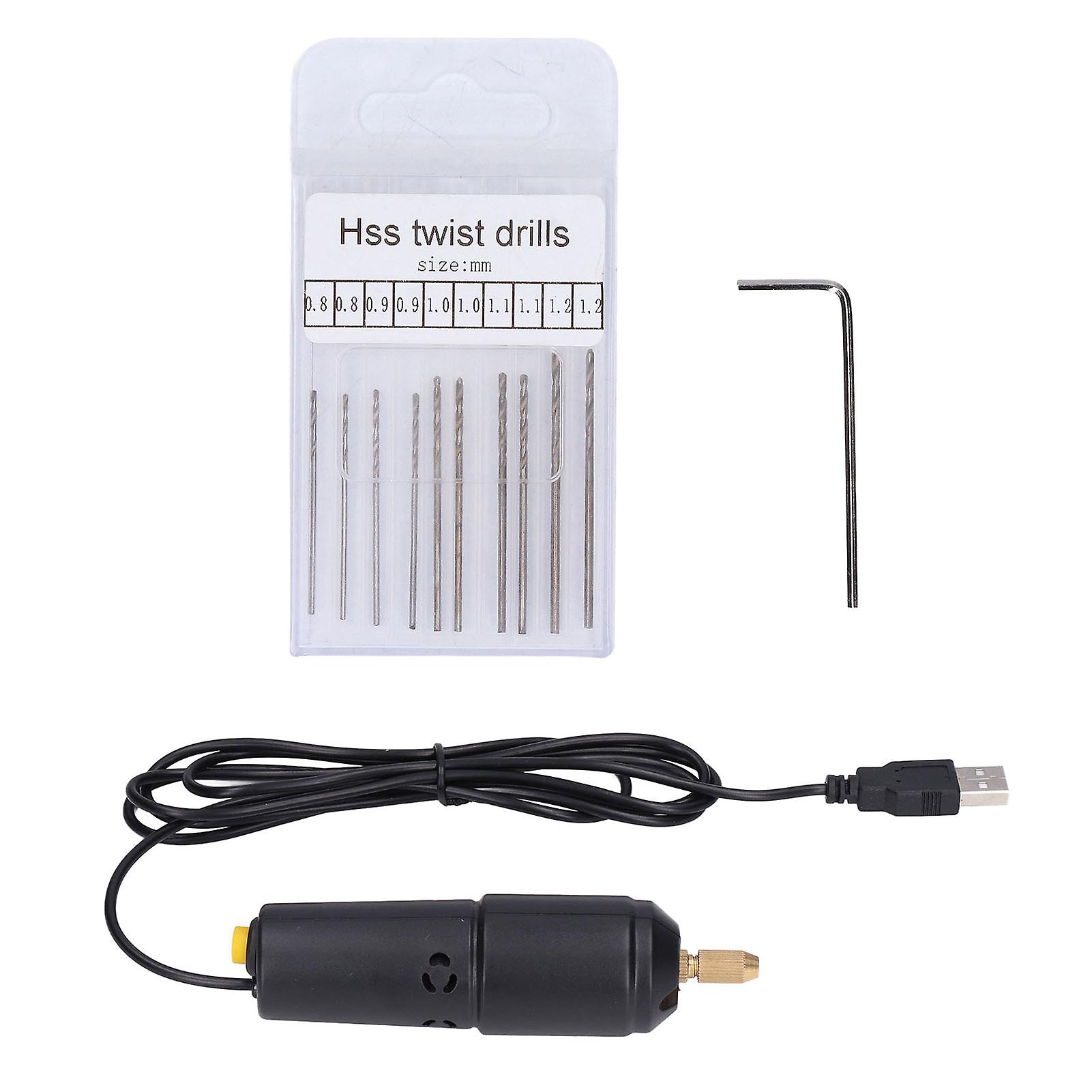 Mini USB Electric Drill, High Speed Steel, ABS, Iron, Handheld Micro Electric Drills for Resin, No US Plug