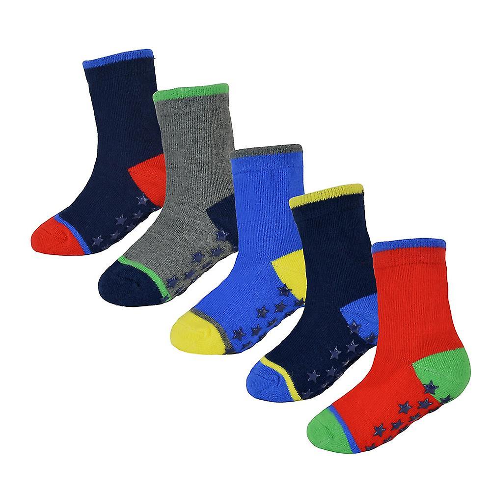 Infant baby Boys Girls Heel and Toe Socks With Gripper Pack of 5 Newborn Socks