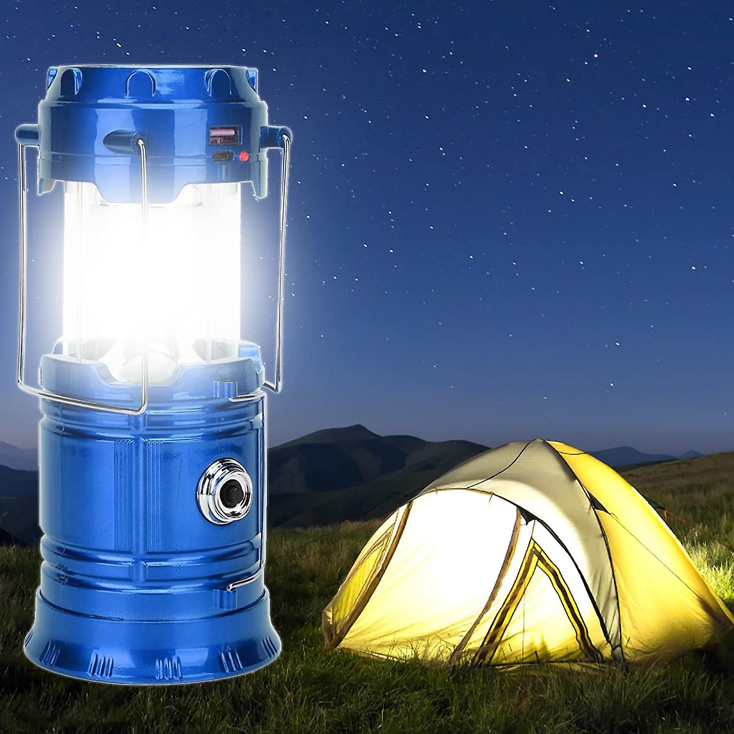Portable LED Camping Light - Super bright USB rechargeable solar battery powered lantern torch for camping, hiking, shack in case of power f