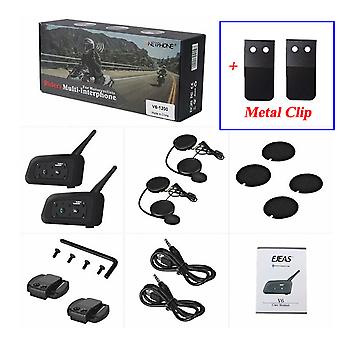 V6 Motorcycle Helmet Headset, Multi BT Interphone, 1200M, with