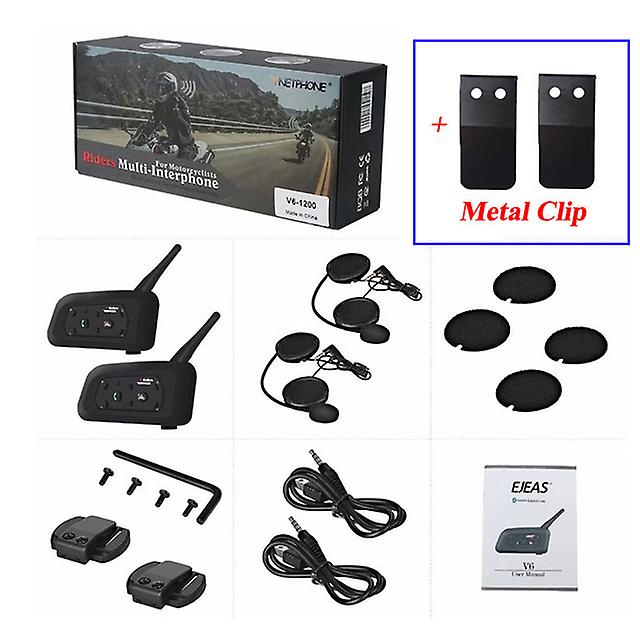 V6 Motorcycle Helmet Headset, Multi BT Interphone, 1200M, with