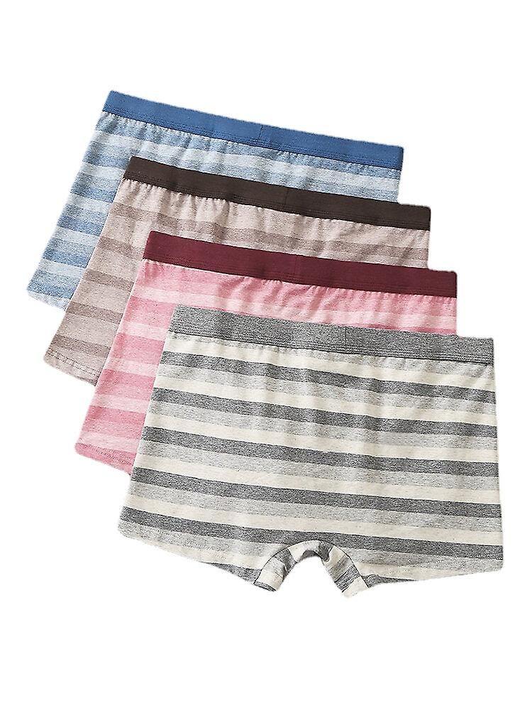 Multipack Men's Striped Print Boyshorts U-convex Mid-waist Boxer Briefs