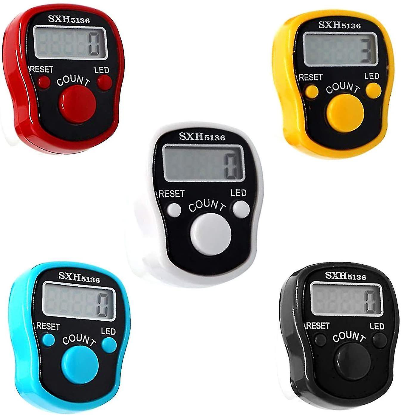 5 Pack Electronic Finger Ring Counter Led Luminous Handheld Tally Counter Clicker Buddha Counter