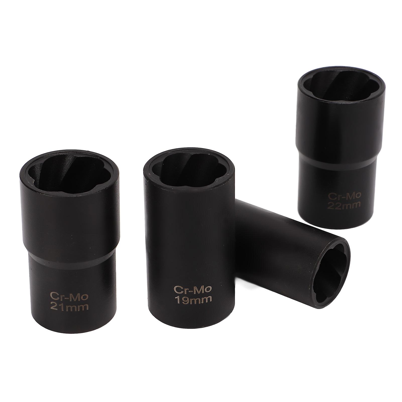 5pcs Lug Nut Extractor Tool 1/2in Drive Metric 17 19 21 22mm Carbon Steel Twist Socket Tool Set 