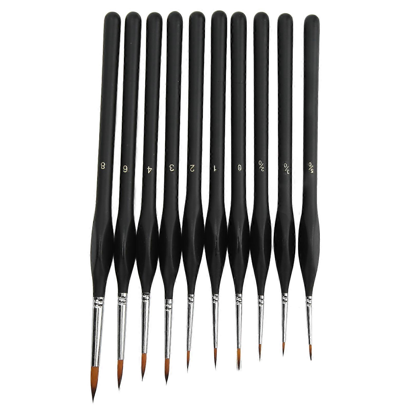 10pcs Detail Paint Brushes Set Ergonomic Handle Soft Nylon Good Adsorbability Wide Application Brush For Paper Canvas