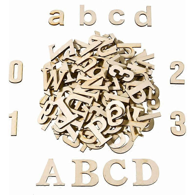 124 Pieces Totally Wooden Letters Wooden Numbers Uppercase Wooden Letters and Numbers for Craft Decoration DIY Poster