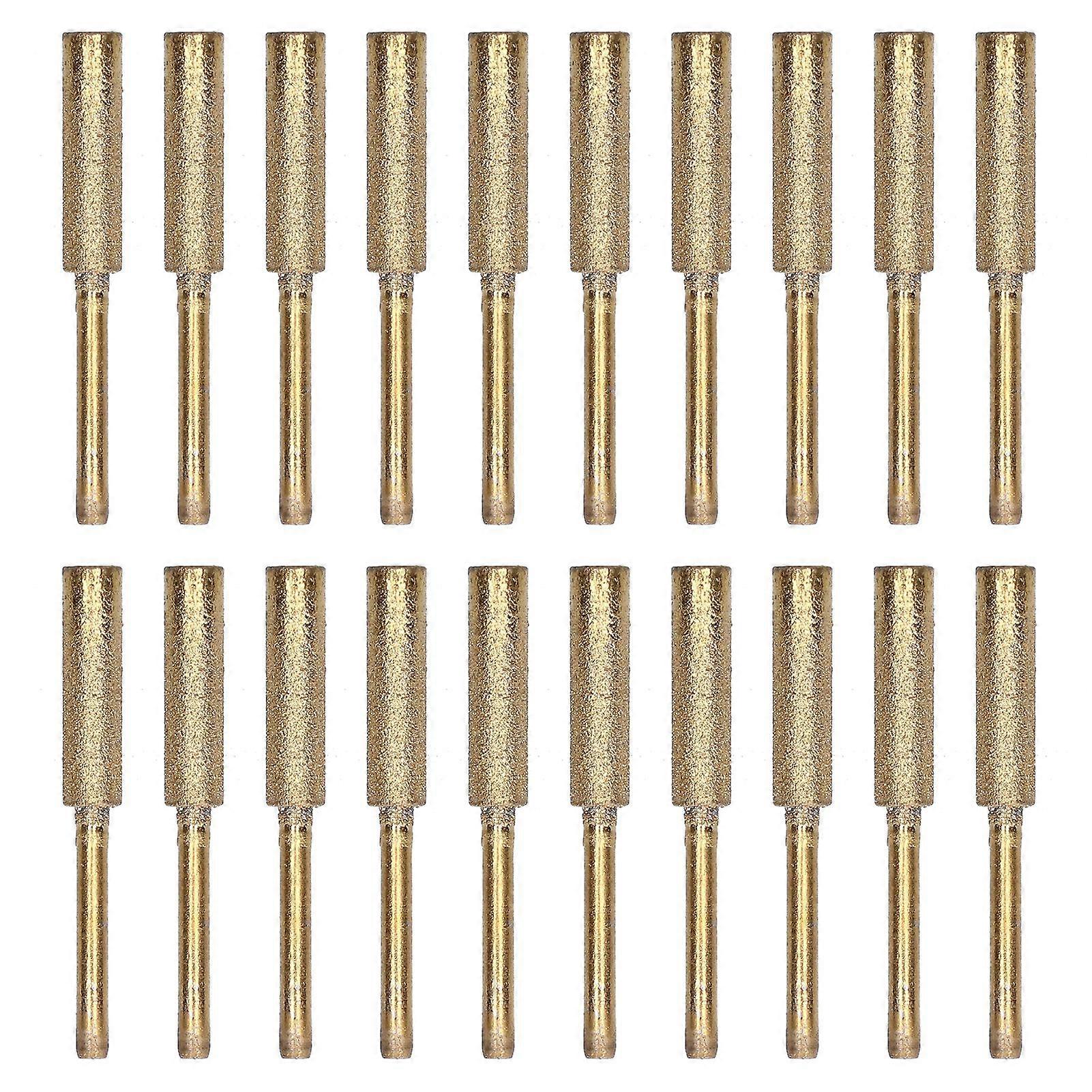 20Pcs Chainsaw Sharpener Burr Grinding Head Rotating File Sharpening Tool Set KitGold 5.5mm