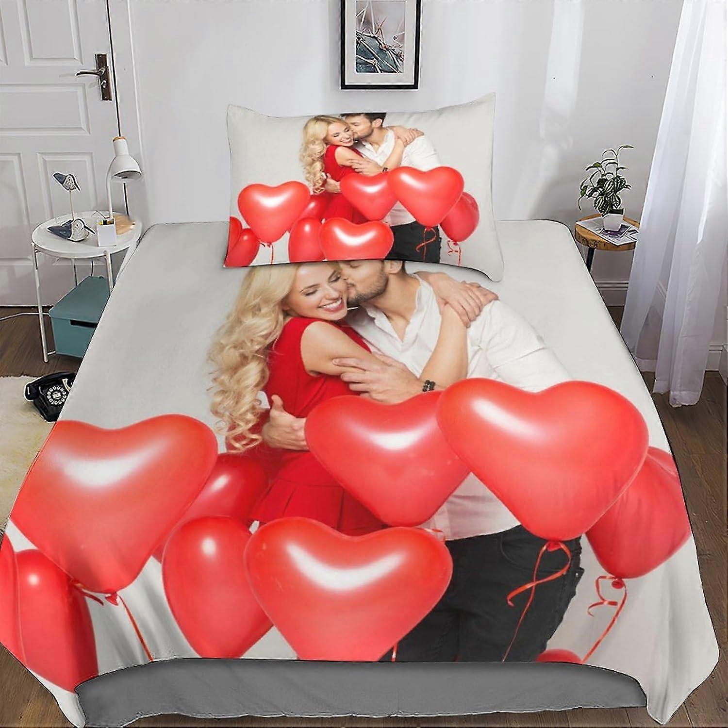 تخصيص الزوجين من الصور غطاء لحاف للأطفال ، طقم مفروشات مطبوعة من الألياف الدقيقة مع أغطية لحاف وغطاء وسادة مع غطاء مفرد 135 * 200 سم