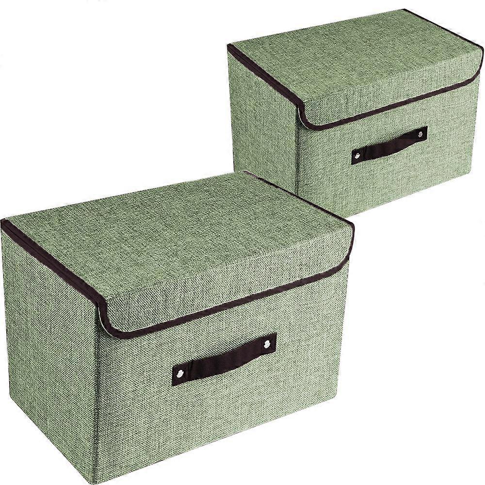 2-piece Set Large Storage Boxes with Lids and Handles, Collapsible Linen Storage Bins Organizer Containers Baskets Cube with Removable Divider compati