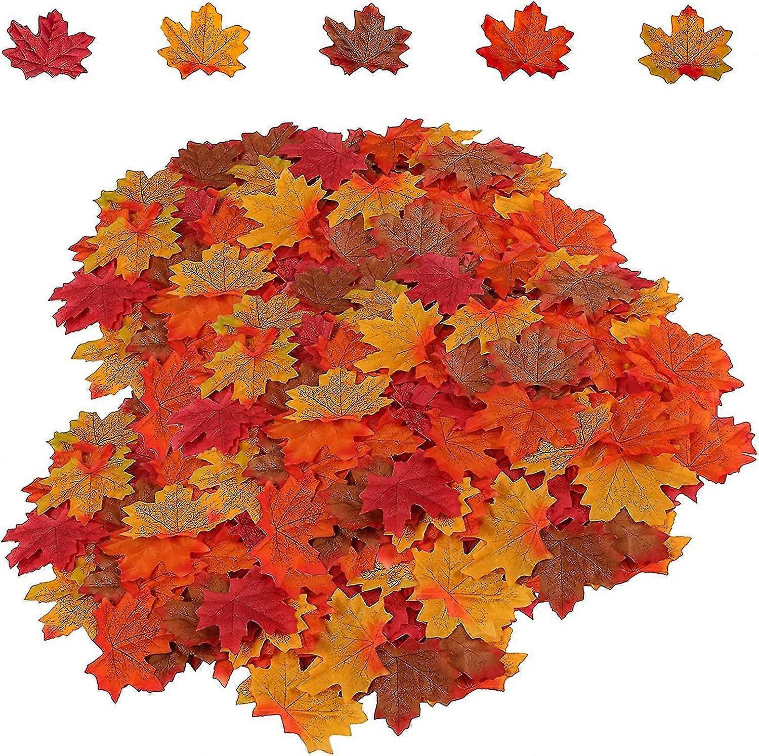 500pcs Artificial Maple Leaves 5 Assorted Mixed Fake Fall Maple Leaf-yujia-YuJia