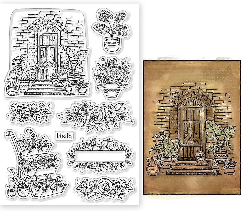 1Sheet Fall Flowers Leaves Silicone Clear Stamp Seals