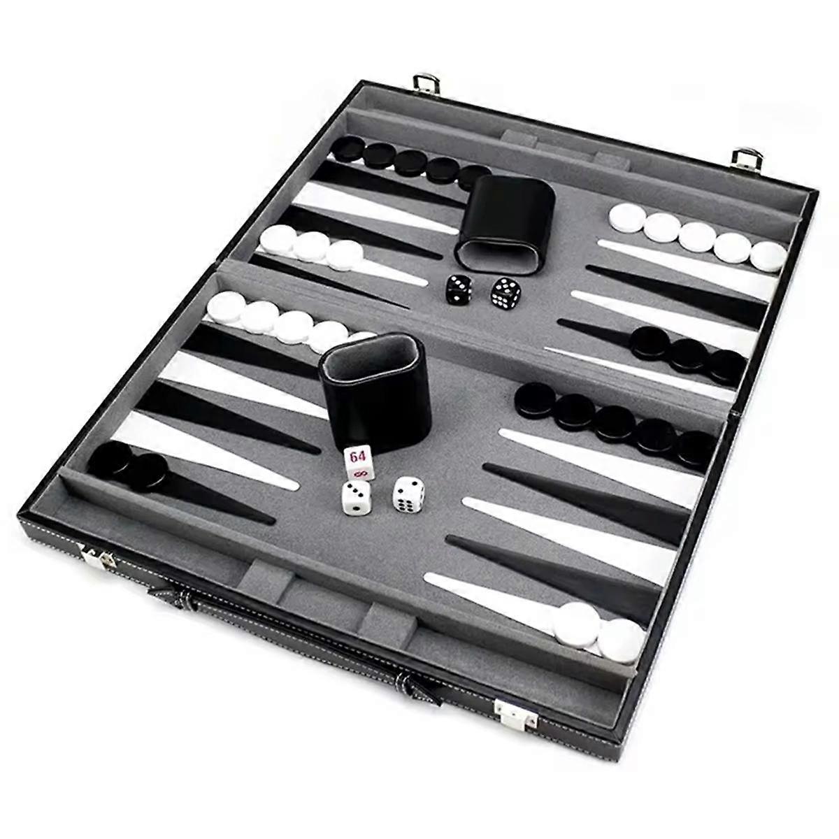 Classic Board Game with Leather Case Folding Board,Gift Package,Portable Travel Strategy Backgammon Game Set for Adults