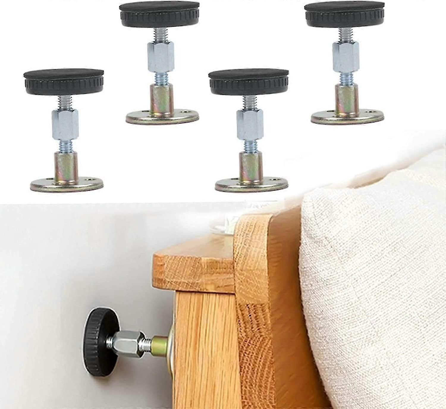 4 Pieces Adjustable Threaded Bed Frame Anti-shake Tool Telescopic Bracket, Headboard Plug