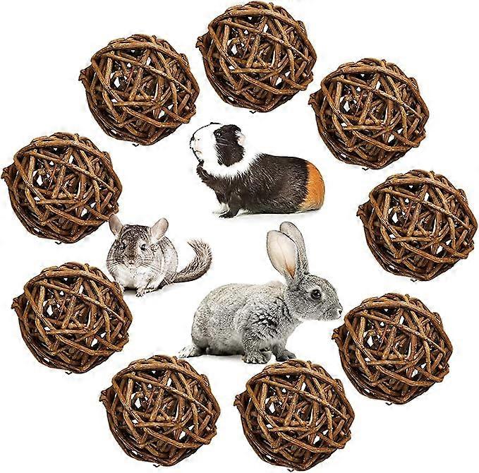 9 PCS Natural Willow Branch Ball for Small Animals, Rabbit Chew Toys Guinea Pig Boredom Breaker Activity Toy Bird Chew Toy for Rabbits Chinchilla Hams