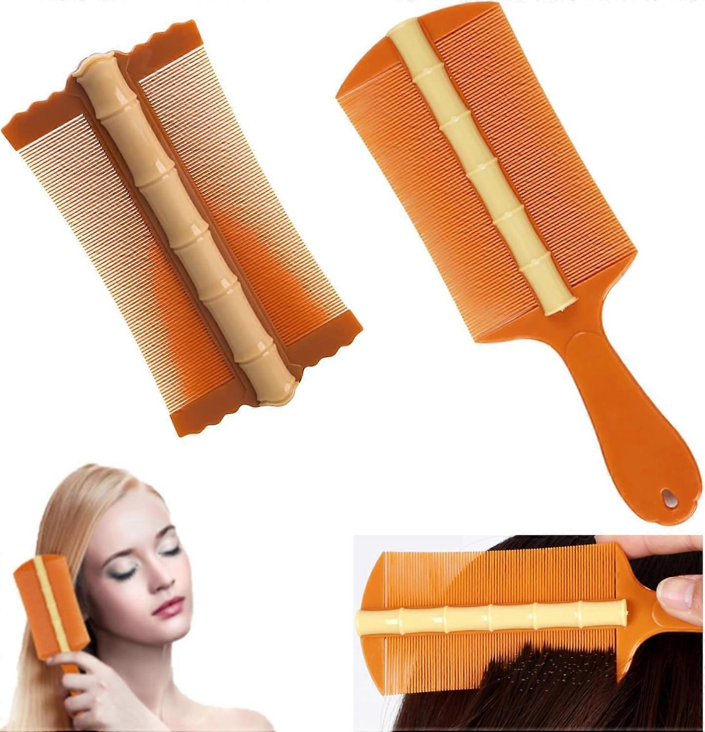 2Pcs Fine Tooth Dandruff Hair Comb, Flea Lice Comb Double Sided Fine Tooth Bamboo Comb for Removing Fleas, Lice, Dandruff and Tangled Hair