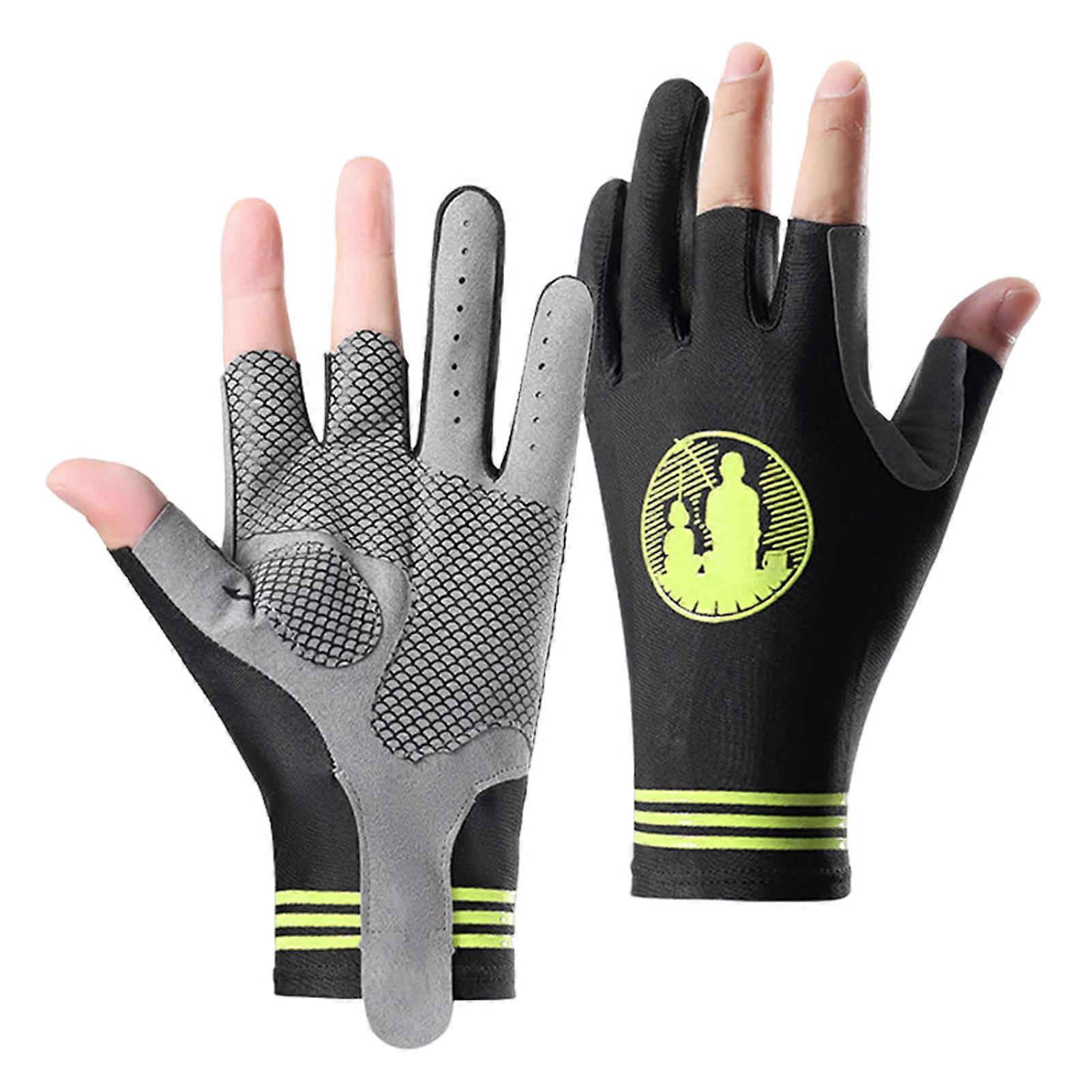 1 Pair Fishing Gloves Sunscreen Cycling Gloves Great FrictionThin Stretchy Ice Silk Quick-Release Kayaking Gloves Boating Biking Gloves