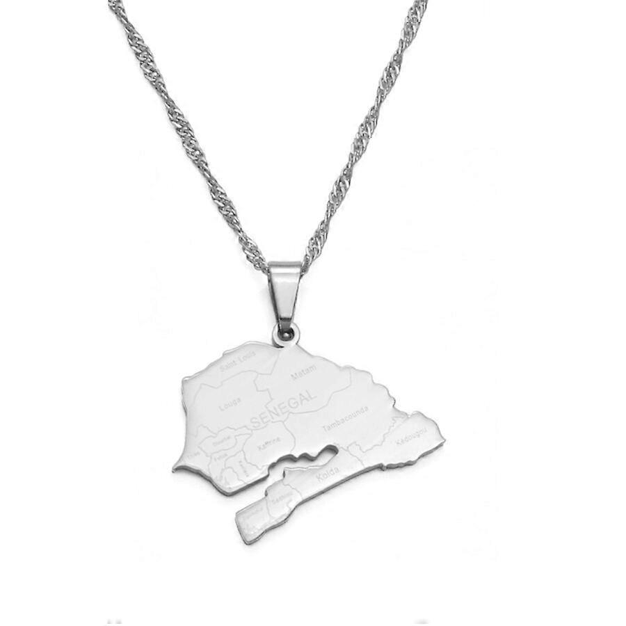 Anniyo מפת סנגל עם עיר Nam Charm שרשראות תליון לנשים ילדה תכשיטי צבע זהב מפה אפריקאית של סנגל #135821