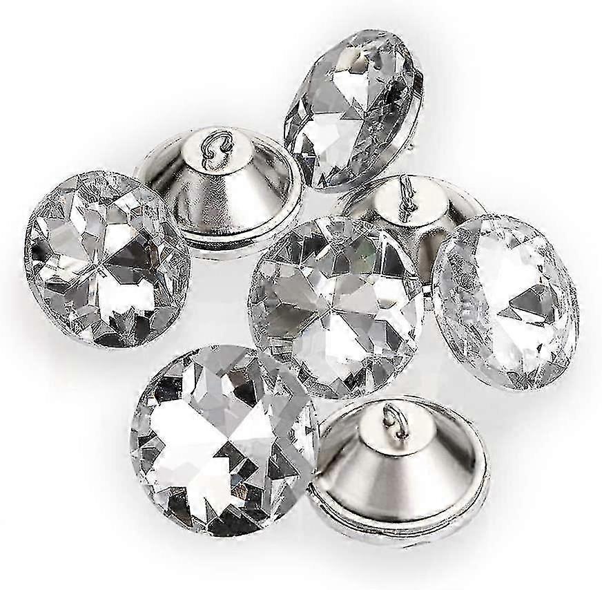 25Pcs 30MM Diamond Cut Clear Crystal Buttons Buttons with Loop for Sofa DIY Crafts Decoration-Yvan